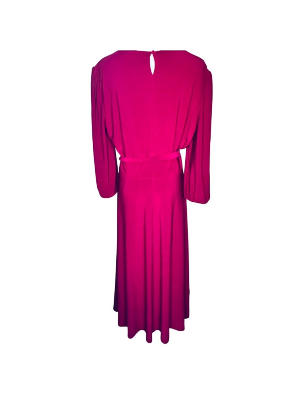 Lauren Ralph Lauren Womens Fuchsia Belted Jersey Midi Dress Sz 16 Comfort Party - Picture 6 of 9